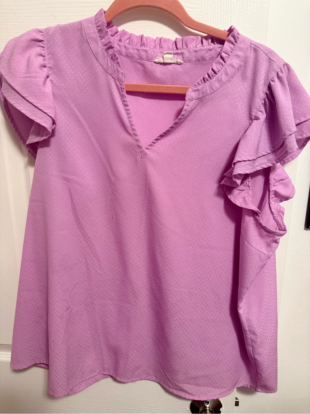 Ruffle Sleeve V-Neck Blouse in Lavender
